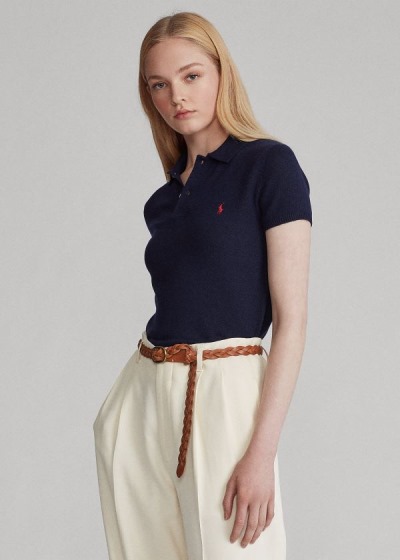 Women's Polo Ralph Lauren Ribbed-Hem Cashmere Polo Shirts | 274539PBG